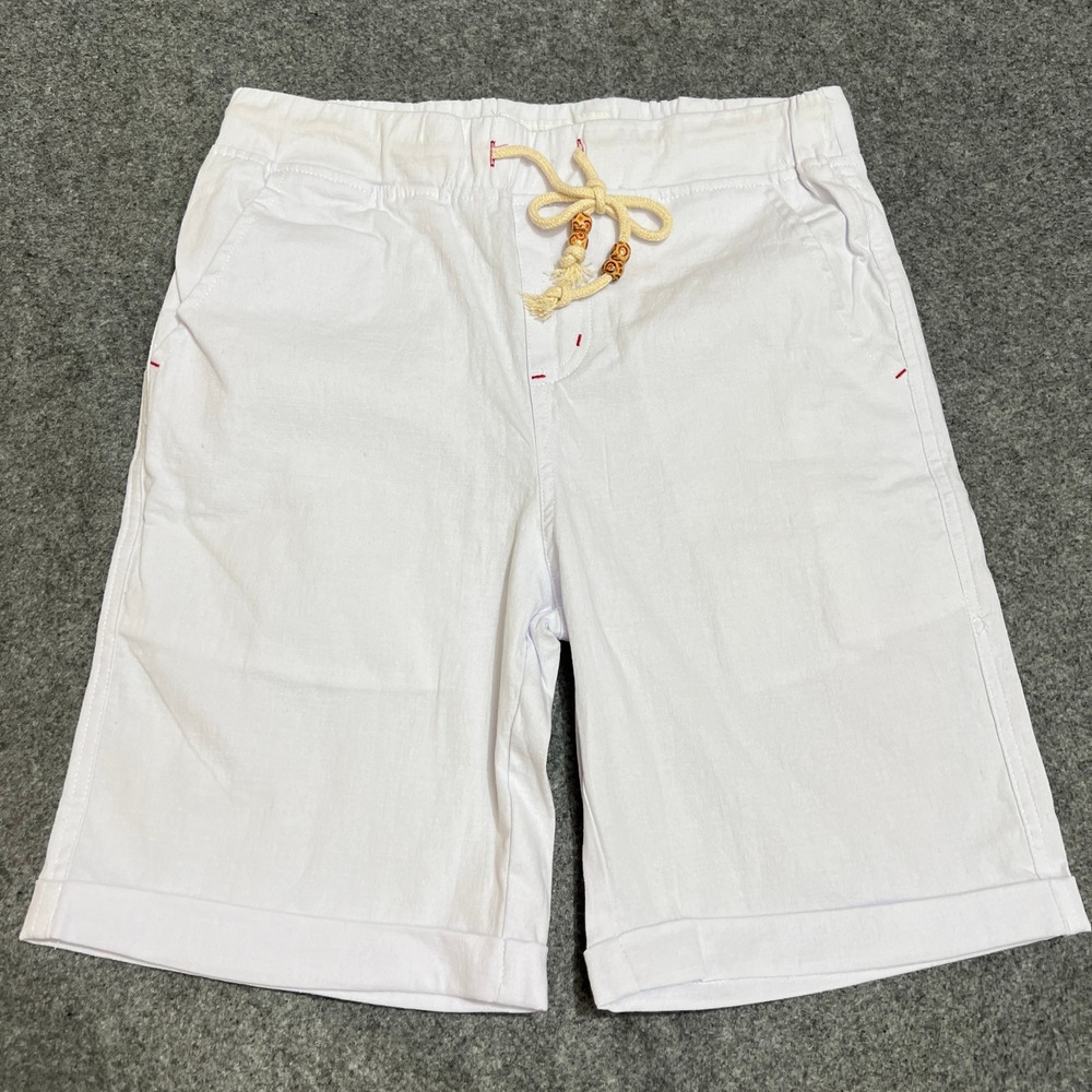 Amazon Essentials NWT Mens XS White Linen Blend Drawstring Shorts Classic Fit